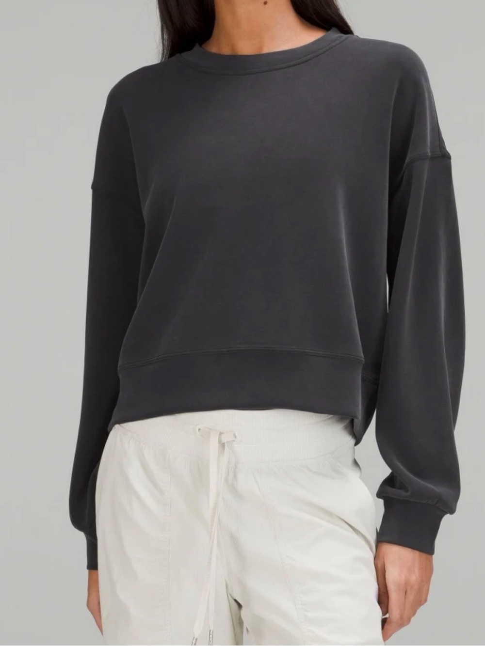 Washed Black Crewneck Sweatshirt - Women